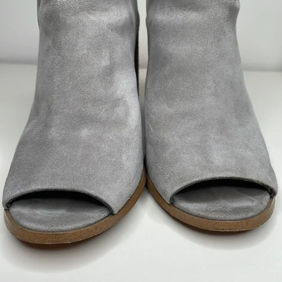 Steve Madden Nollla suede open toe stack heel mules bootie in pewter, size 9.5 - Picture 6 of 10